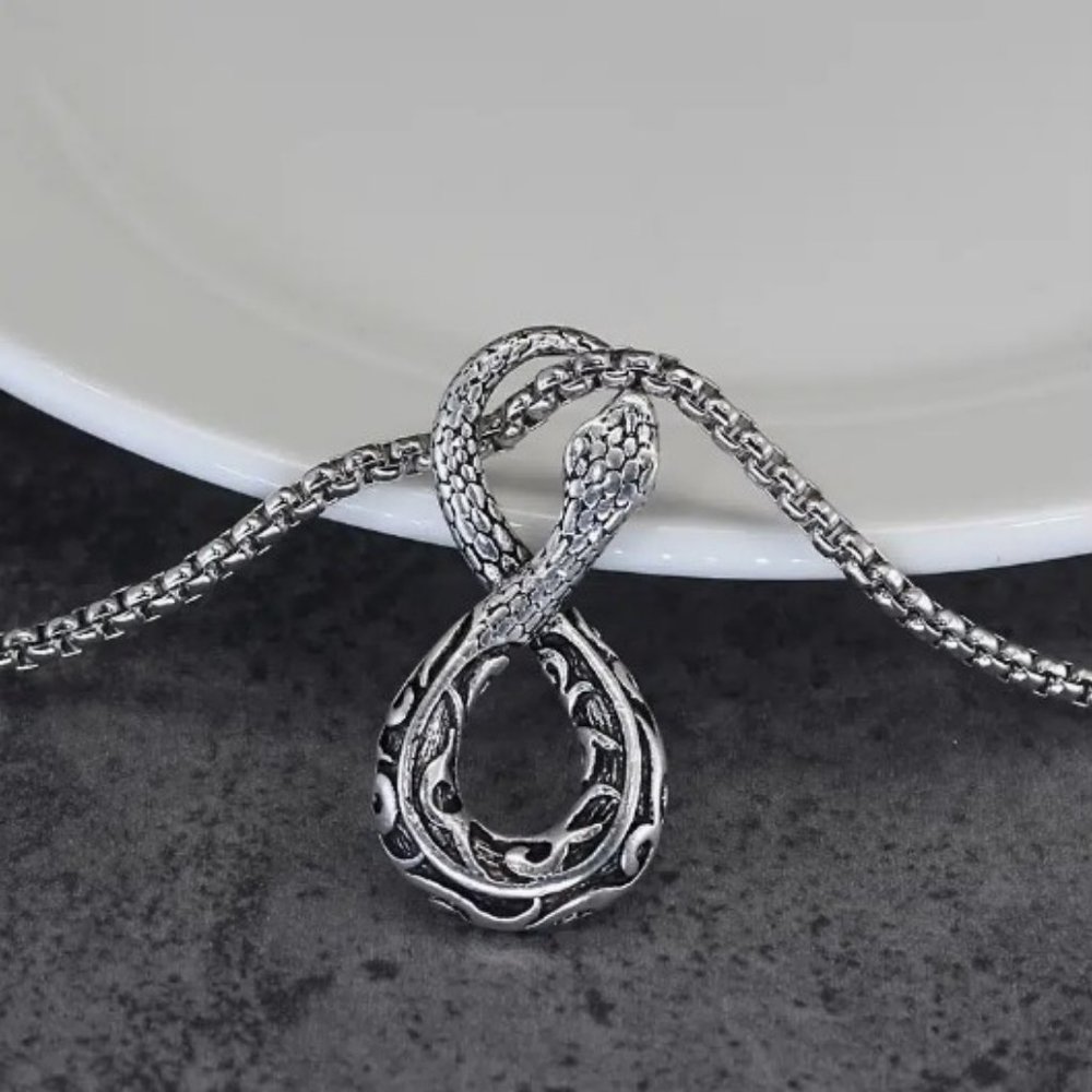 Ouroboros Infinity Snake Pendant Necklace